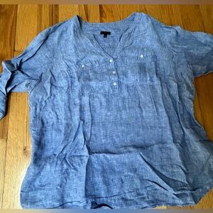 Talbots - Linen V-Neck Button-Up Blouse